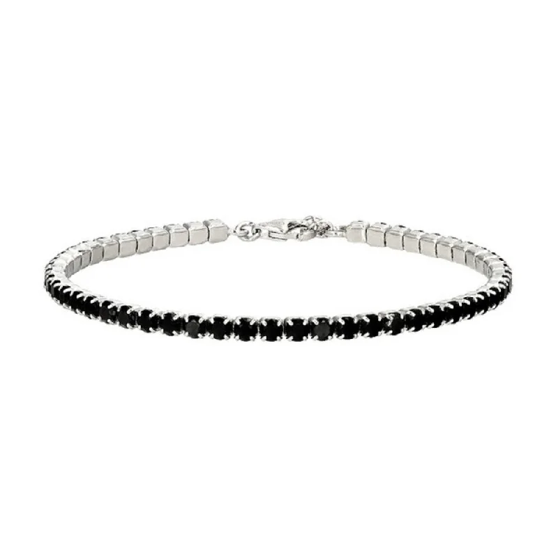 Tide pattern bangles-925 Sterling Silver Black Spinel Bracelet