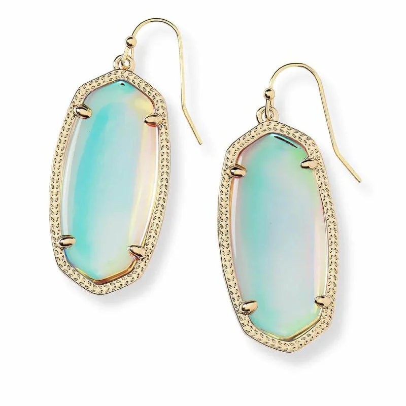 Solid cuff earrings-Kendra Scott | Elle Gold Drop Earrings in Dichroic Glass