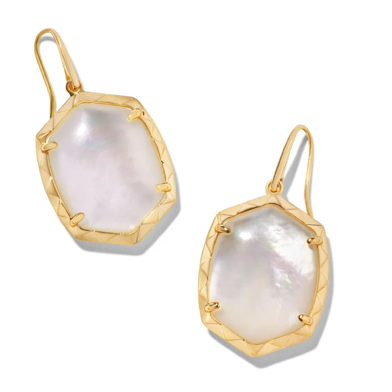 Tide motif earrings-Kendra Scott | Daphne Gold Drop Earrings in Ivory Mother of Pearl