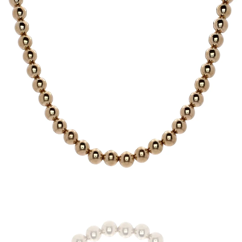 Thin filigree necklaces-Estate 14k Yellow Gold Polished Beads Necklace