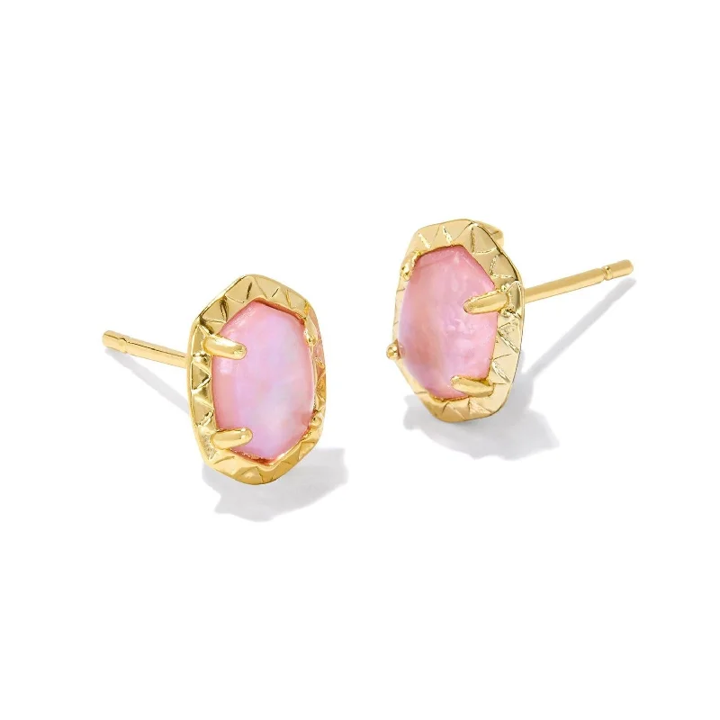 Polished bead earrings-Kendra Scott | Daphne Gold Stud Earrings in Light Pink Iridescent Abalone