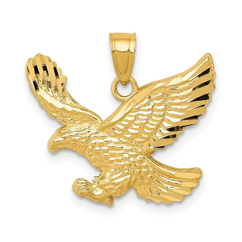 Daisy motif necklaces-Curata 14k Yellow Gold 18" 20x16mm Large Textured Flying Eagle Pendant Necklace Necklace