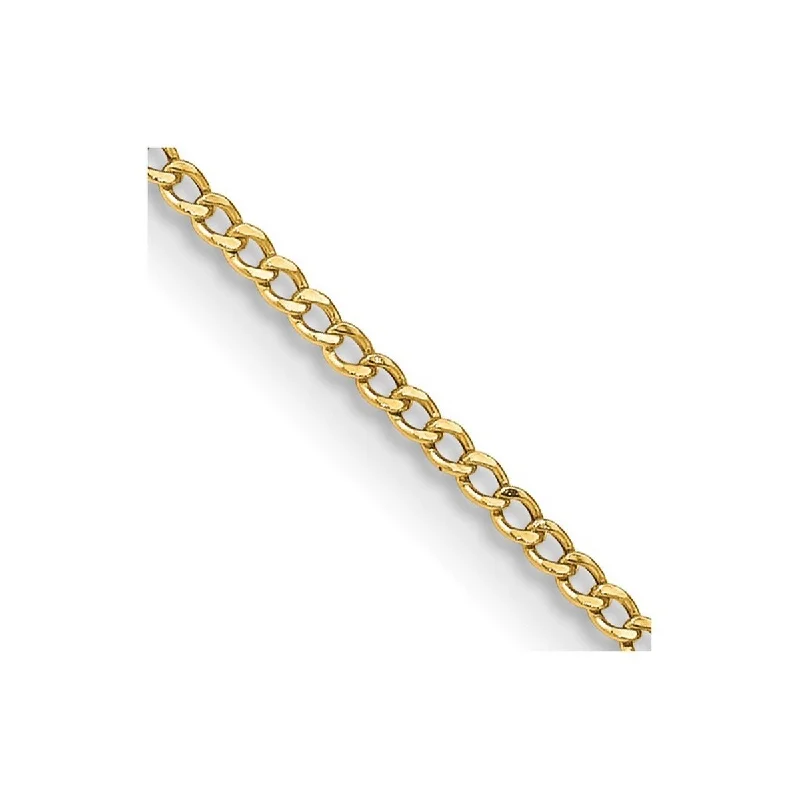 Polished word bangles-Curata 14k Yellow Gold 10" 1.85mm Semi solid Curb Link Chain Ankle Bracelet (Lobster-claw)