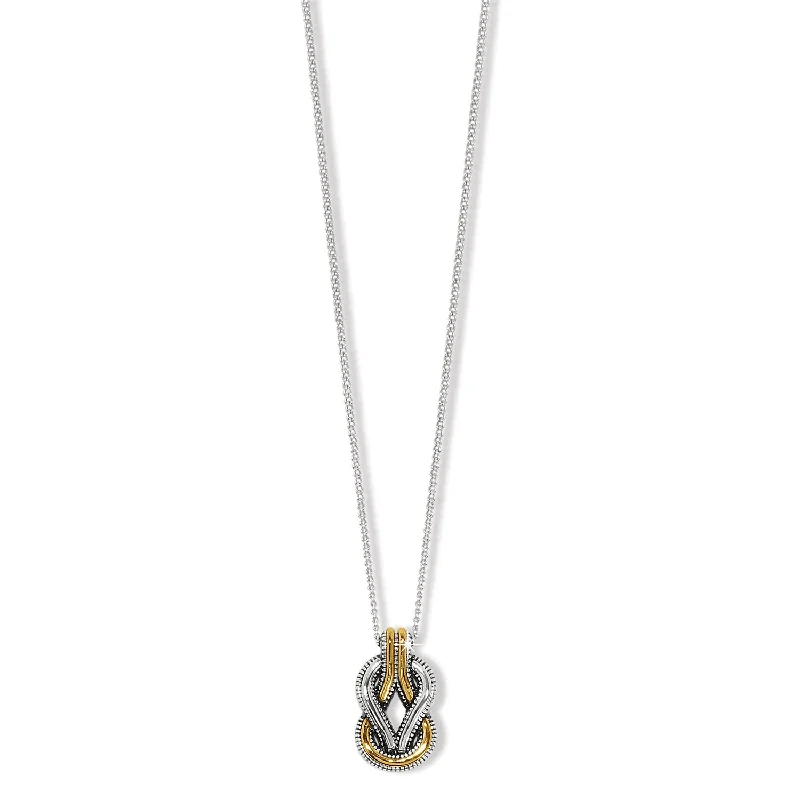 Coil knot necklaces-Brighton Interlok Harmony Two Tone Petite Necklace