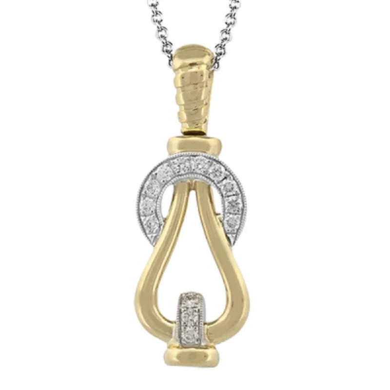 Zodiac charm necklaces-Simon G. 18k Two-Tone Buckle Pendant Necklace