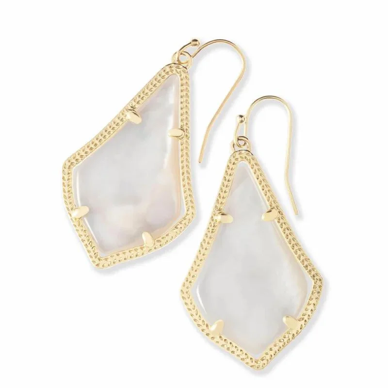 Sleek art earrings-Kendra Scott | Alex Gold Drop Earrings in Ivory Pearl