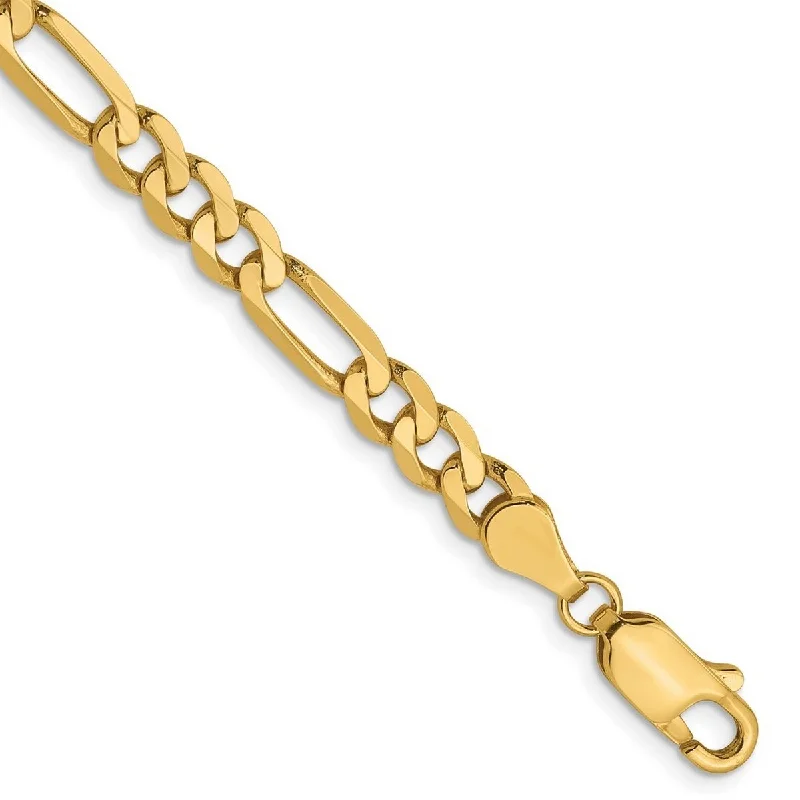 Woven thread bangles-Curata 14k Yellow Gold 4.75mm Flat Figaro Chain Bracelet