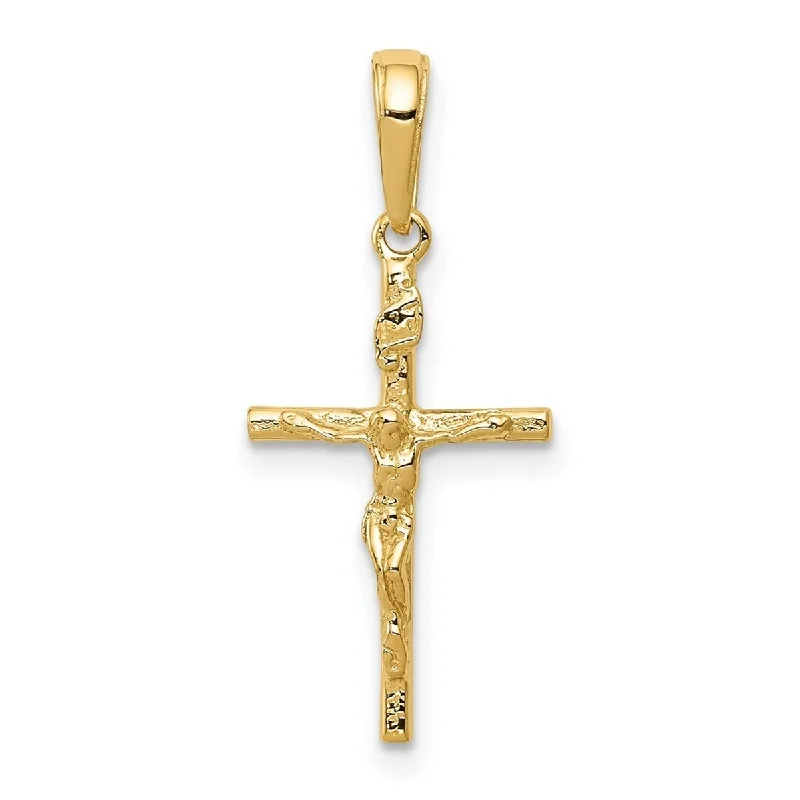 Bold art necklaces-Curata 14k Yellow Gold 18" INRI Hollow Crucifix Pendant Necklace 18x12mm