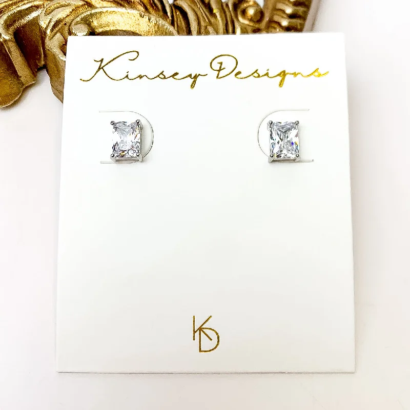 Bead braid earrings-Kinsey Designs | Prism Stud Silver Earrings with CZ Crystals