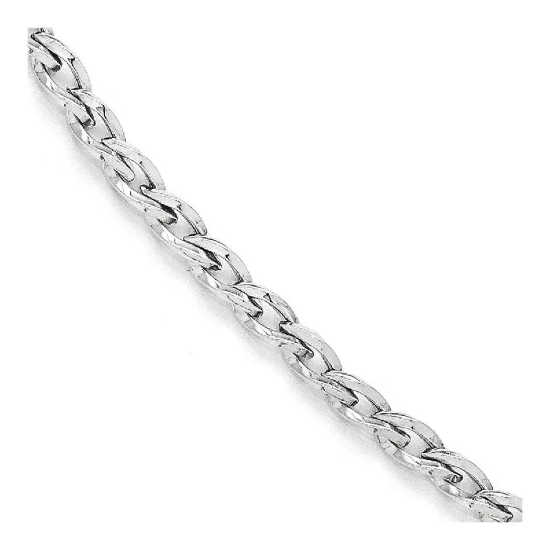 Lily motif bangles-Curata 10k White Gold Fancy Squared Polished Link Bracelet 7.5 Inch