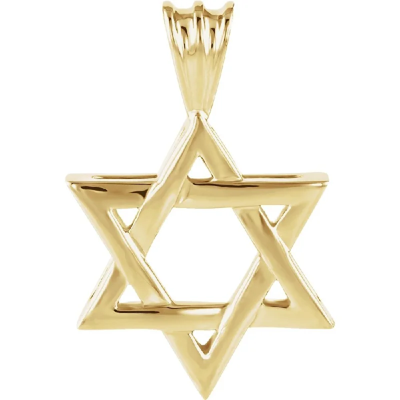 Thin enamel necklaces-Curata 14k Yellow Gold Star Of David Pendant Necklace, 16" (17x15.25mm)