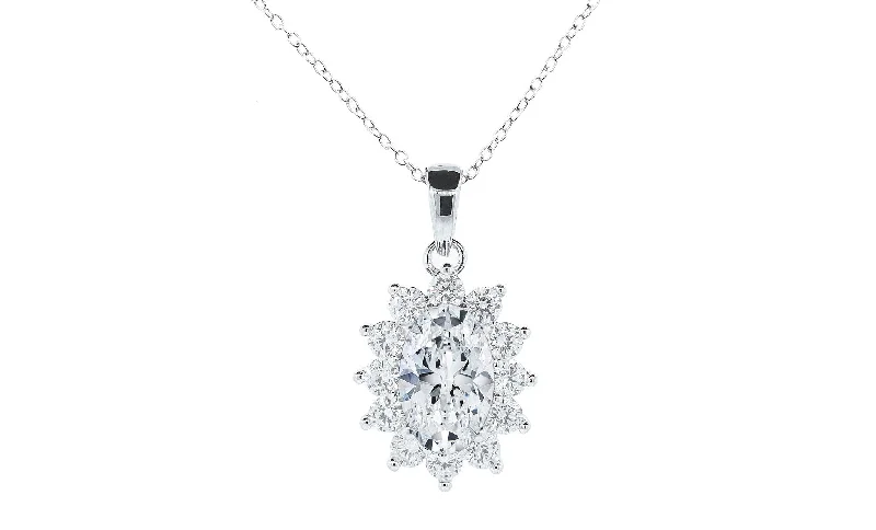 Coiled cord necklaces-Sage 18k White Gold Plated Pendant Necklace with Simulated Diamond Crystals