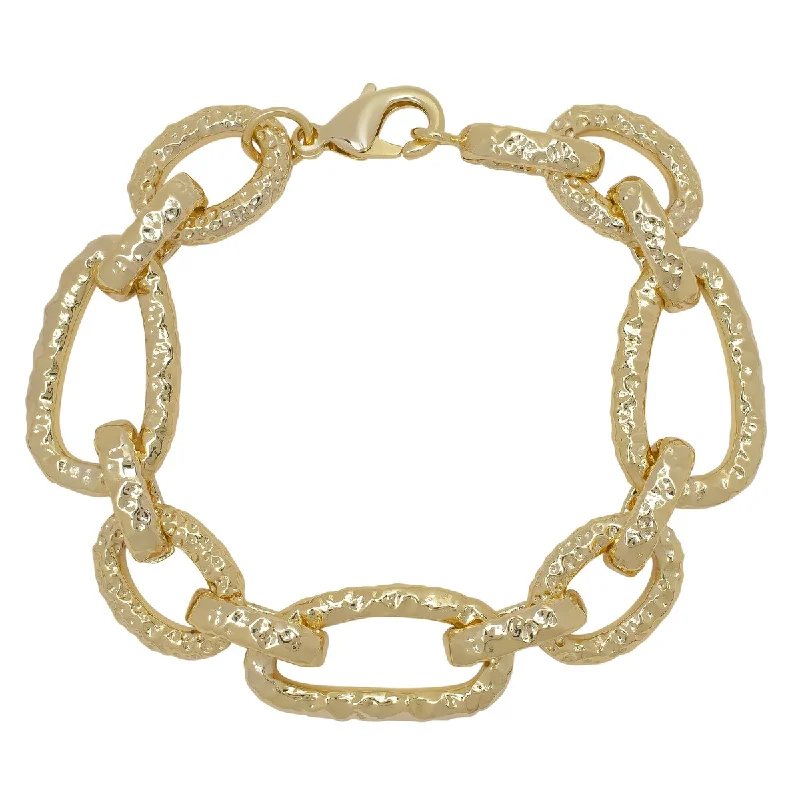 Lily motif bangles-Victoria Townsend Gold Plated Chain Textured Bracelet