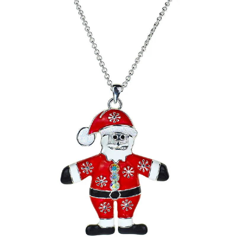 Petite gem necklaces-Santa Surprise Necklace (Sterling Silvertone)