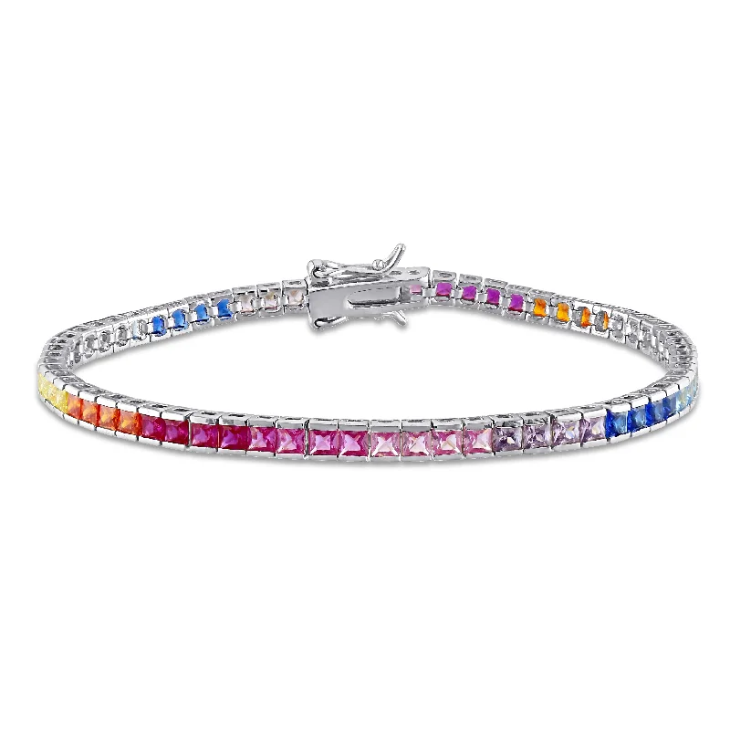 Tiny stack bangles-Miadora Sterling Silver 8ct TGW Multi-color Cubic Zirconia Tennis Bracelet