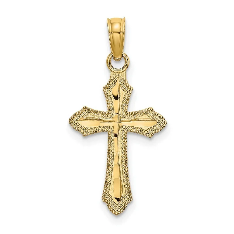 Braided link necklaces-Curata 14k Yellow Gold Beaded Edge Polished Faith Cross Necklace 12mm x 17.5mm