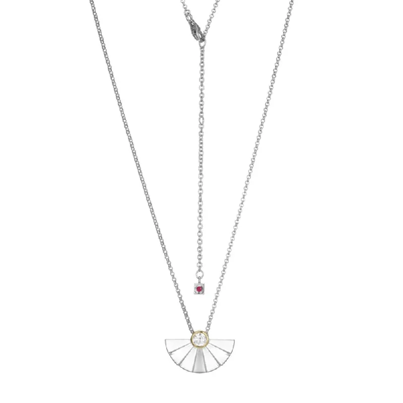 Engraved initial necklaces-Elle "Pleat" Fan Pendant Necklace