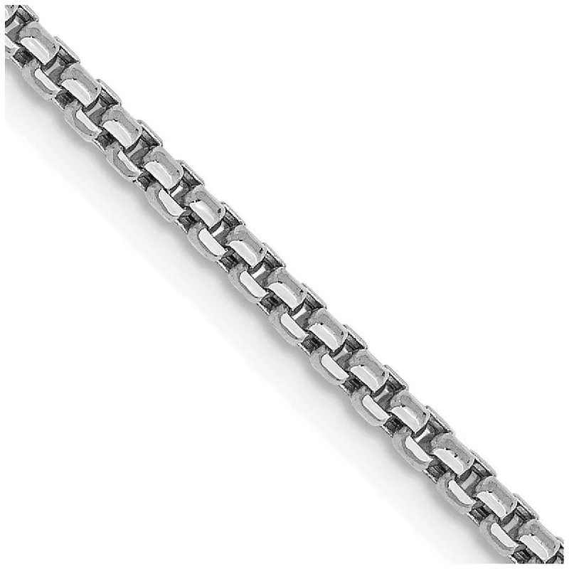 Twilight gothic bangles-Curata 14k White Gold 1.75mm Round Box Chain Bracelet