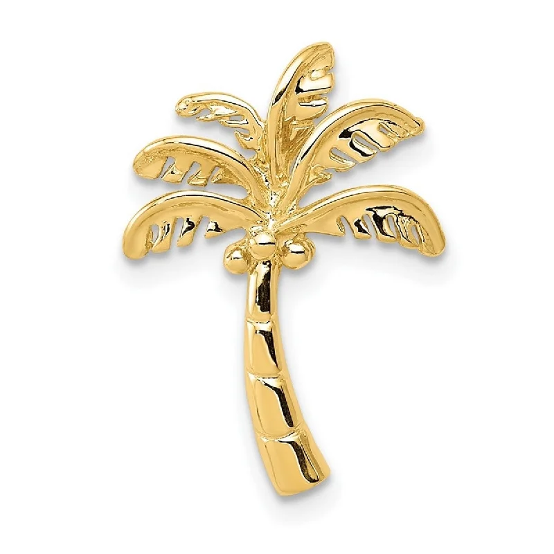 Worn style necklaces-Curata 14k Yellow Gold Polished Palm Tree Slide Pendant Necklace (13mm x 20mm)