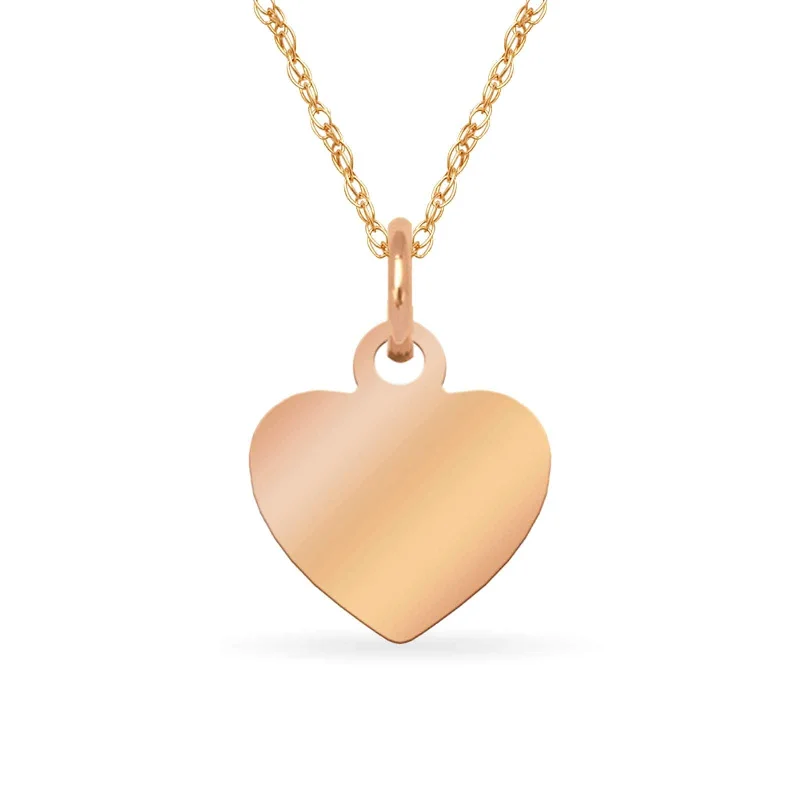 Spinel necklaces-Curata 14k Rose Gold Childrens Small Heart Disc Charm Necklace (16") - Pink