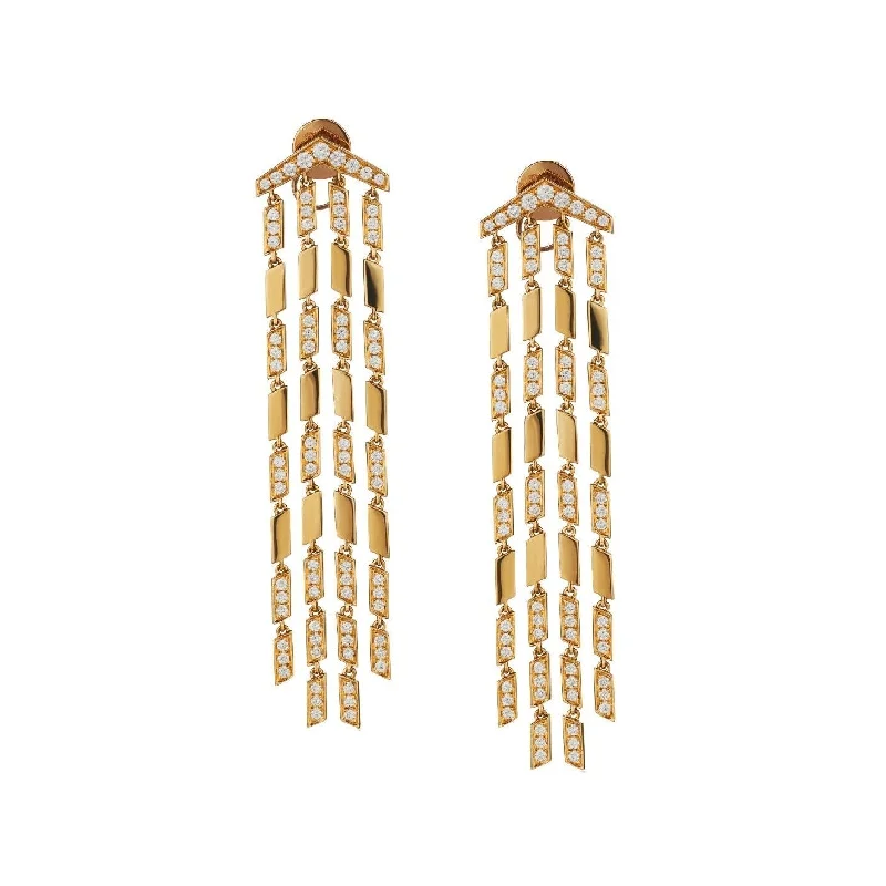 Swirl shape earrings-DIAMOND MULTI-STRAND EARRINGS