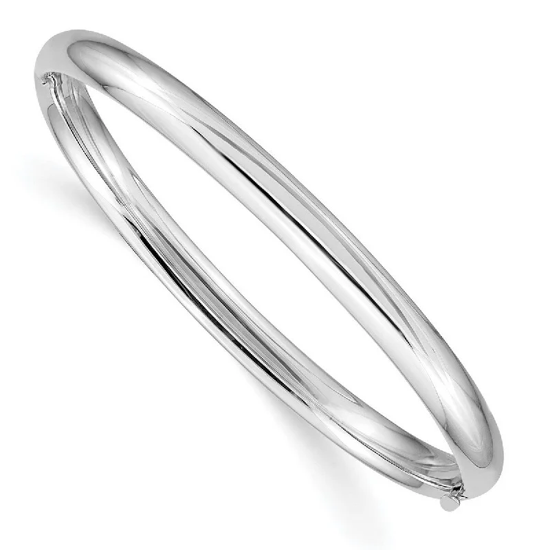 Twilight gothic bangles-Curata 14k 3/16 White Gold Hollow Concave Polished Safety bar Hinged Baby Bangle Bracelet