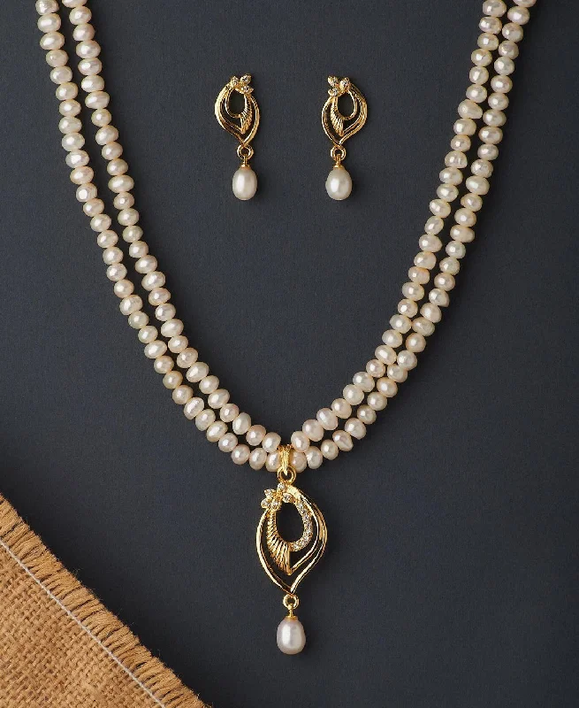 Wide link necklaces-Elegant Real Pearl Necklace Set