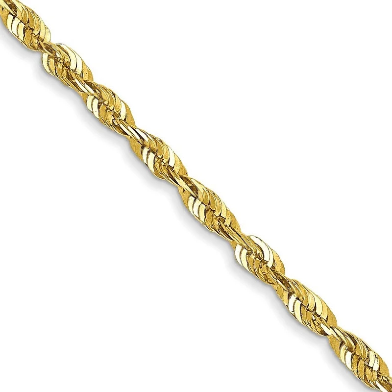 Satin silver bangles-Curata 10k Yellow Gold 1.8mm Sparkle Cut Extra Lite Rope Chain Bracelet