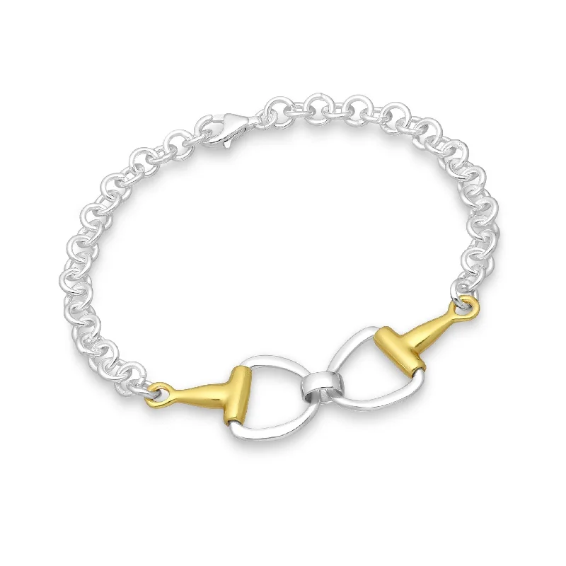 Birch grain bangles-Sterling Silver & 14k Gold-Plated Horse Snaffle Bracelet