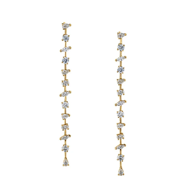 Vine pattern earrings-MULTI-SHAPED DIAMOND DROP EARRINGS