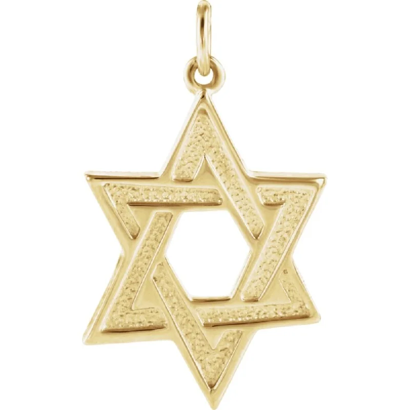 Dual birthstone necklaces-Curata 14k Yellow Gold Textured Religious Judaica Star of David Necklace 23.75x17.5